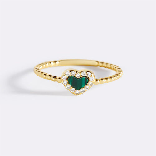 Tiny Gemstone Heart Stacking Ring