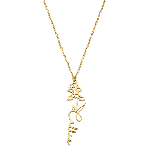 Birth Flower Name Necklace