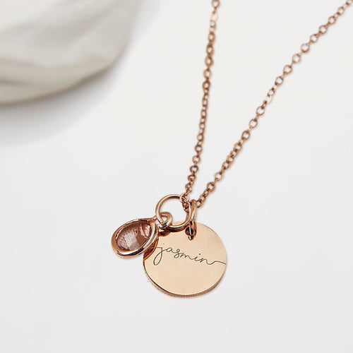 Monogram Script Birthstone Name Necklace