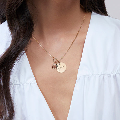 Monogram Script Birthstone Name Necklace