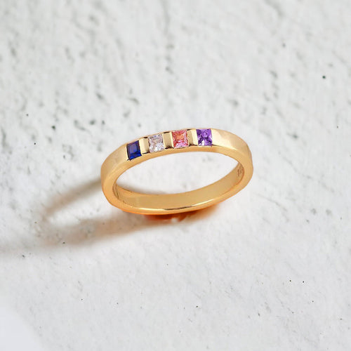 Princess-Cut Birthstone Band Ring