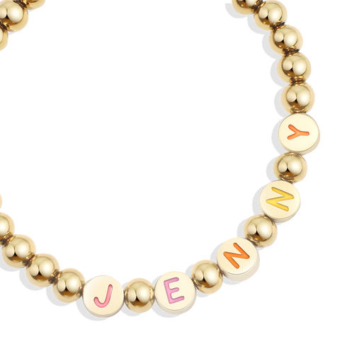 Custom Rainbow Letter Disc Beaded Bracelet