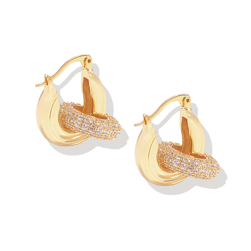 Pave Interlock Hoop Earrings