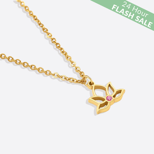 Mini Lotus Birthstone Pendant Necklace
