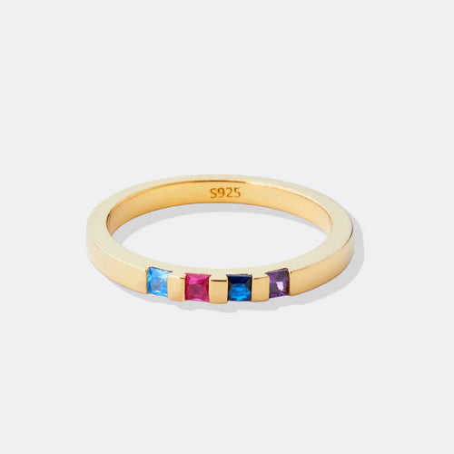 Princess-Cut Birthstone Band Ring