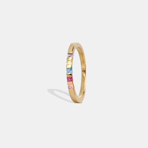 Princess-Cut Birthstone Band Ring