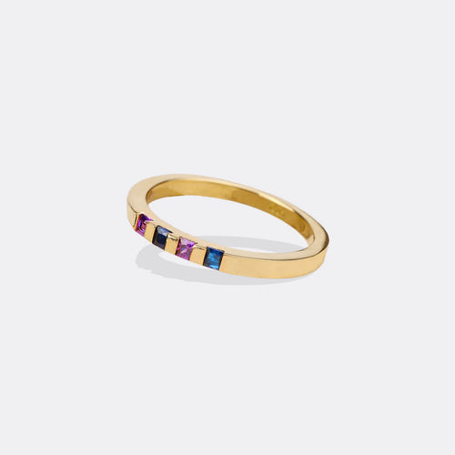 Princess-Cut Birthstone Band Ring