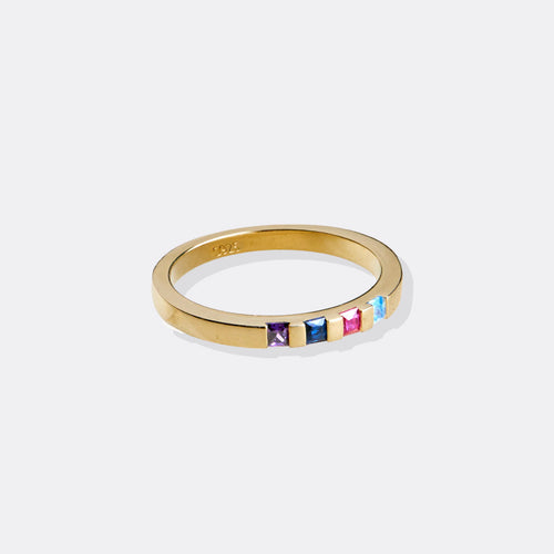 Princess-Cut Birthstone Band Ring
