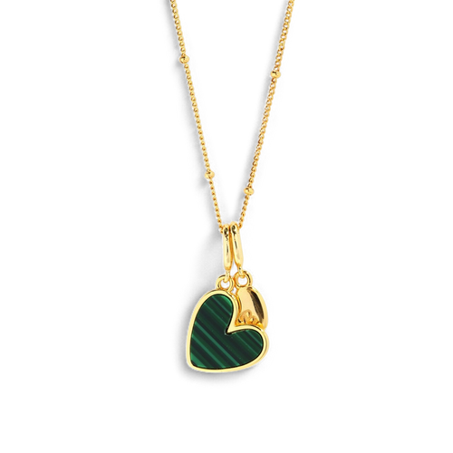 Malachite Heart Initial Necklace