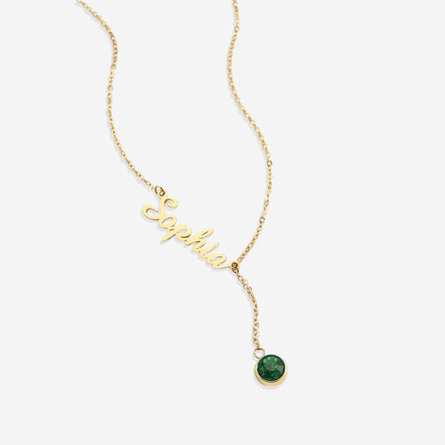 Birthstone Lariat Name Necklace