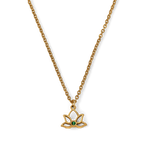 Mini Lotus Birthstone Pendant Necklace