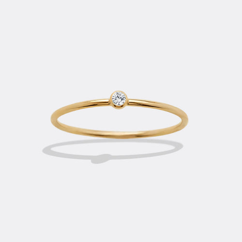 Minimalist Bezel-Set April Birthstone Stacking Band