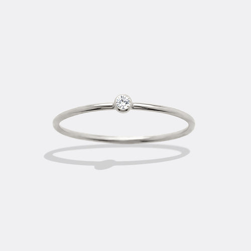 Minimalist Bezel-Set April Birthstone Stacking Band
