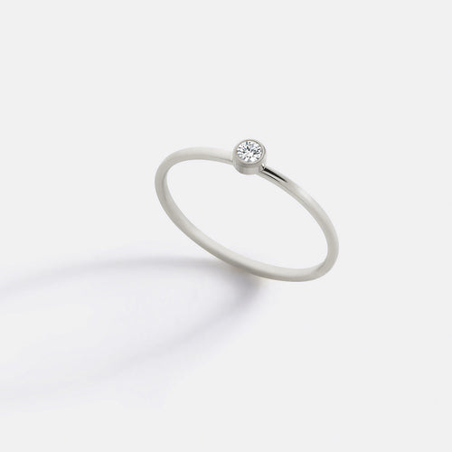 Minimalist Bezel-Set April Birthstone Stacking Band