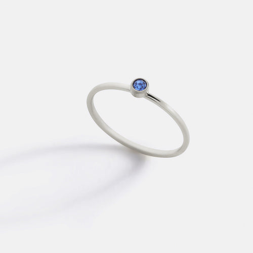 Minimalist Bezel-Set December Birthstone Stacking Band