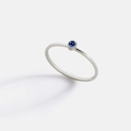 Minimalist Bezel-Set September Birthstone Stacking Band