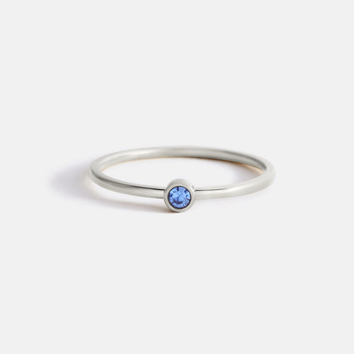 Minimalist Bezel-Set December Birthstone Stacking Band