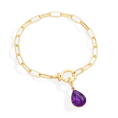 Mint Paperclip Bracelet & Teardrop Birthstone Charm