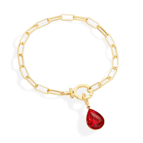 Mint Paperclip Bracelet & Teardrop Birthstone Charm