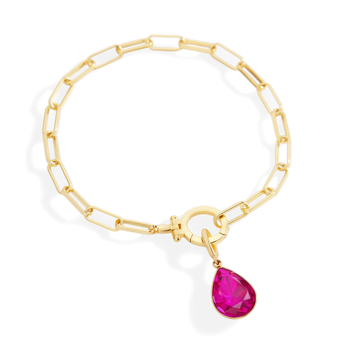 Mint Paperclip Bracelet & Teardrop Birthstone Charm