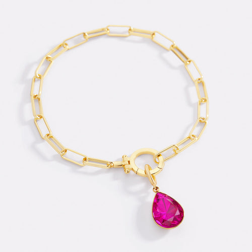 Mint Paperclip Bracelet & Teardrop Birthstone Charm