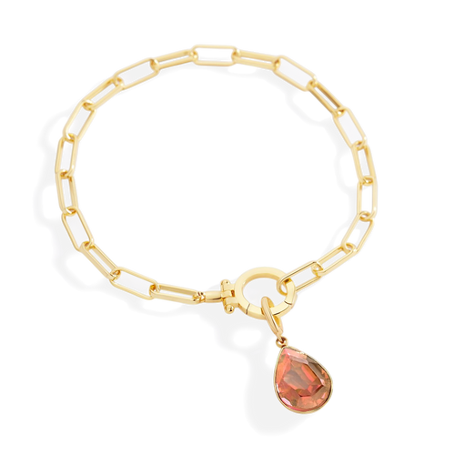 Mint Paperclip Bracelet & Teardrop Birthstone Charm