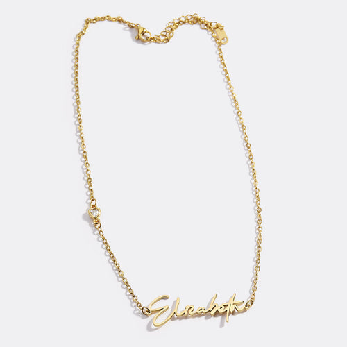 Modern Name Necklace with Heart Diamond Accent