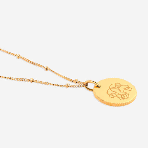 Monogram Scalloped Medallion Pendant Necklace