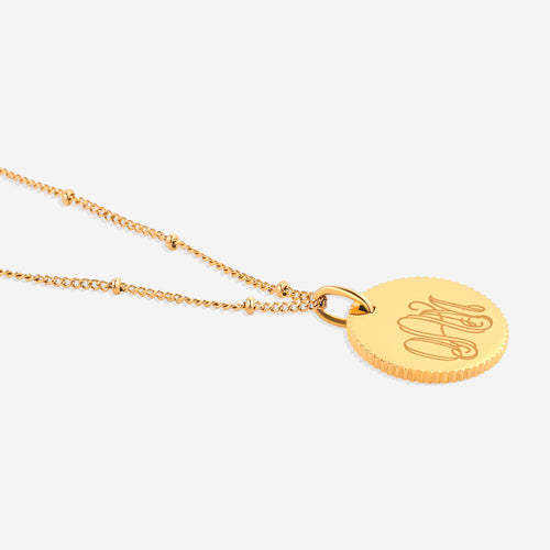 Monogram Scalloped Medallion Pendant Necklace