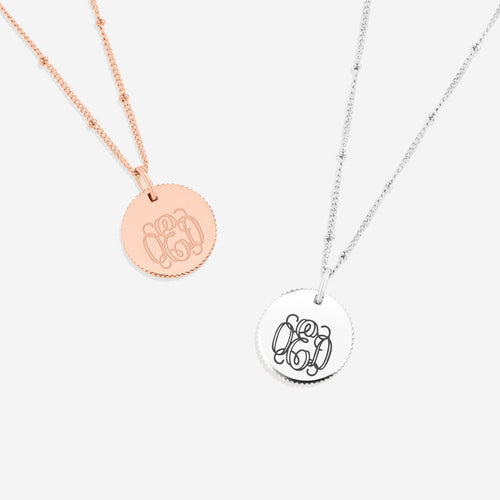Monogram Scalloped Medallion Pendant Necklace