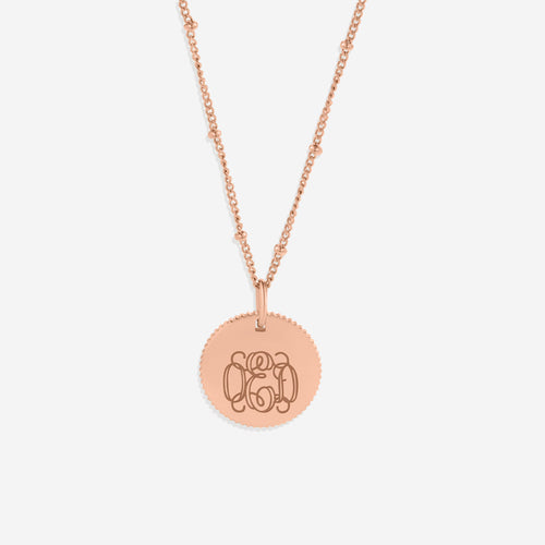 Monogram Scalloped Medallion Pendant Necklace