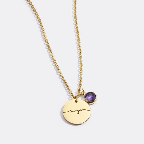 Monogram Script Birthstone Name Necklace