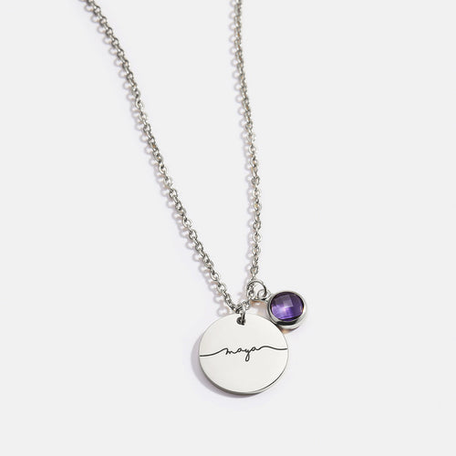 Monogram Script Birthstone Name Necklace