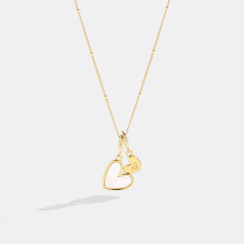 Mother Of Pearl Heart Initial Necklace