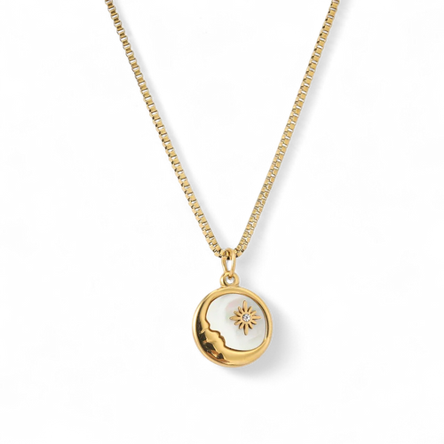 Mother of Pearl Moon Pendant Necklace