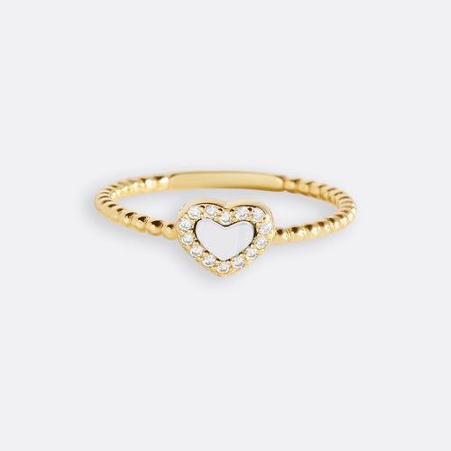 Tiny Gemstone Heart Stacking Ring