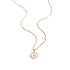 Mother of Pearl Disc Letter Necklace with Box Chain