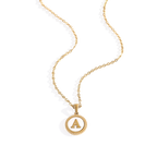 Mother of Pearl Disc Letter Necklace with Cable Chain