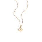 Mother of Pearl Disc Letter Necklace with Paperclip Chain