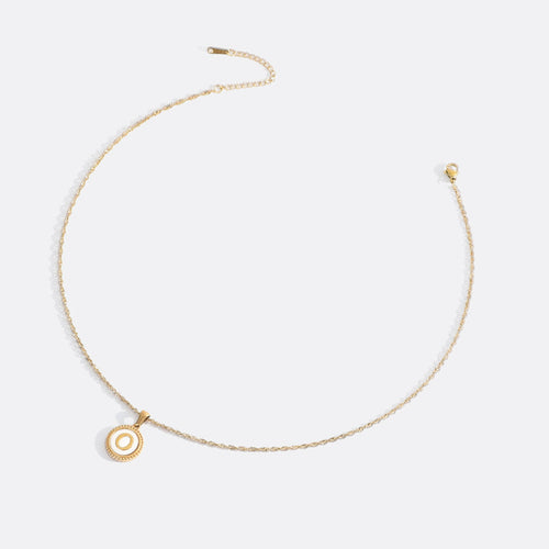 Mother of Pearl Disc Letter Necklace with Twist Chain