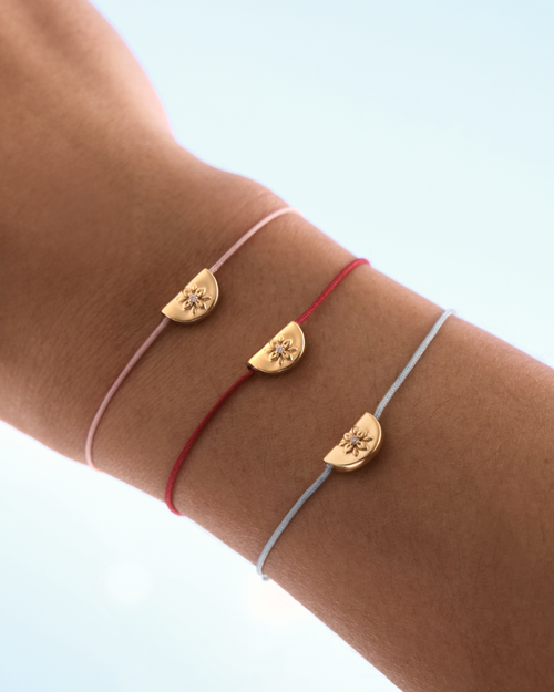 Yellow Gold Vermeil Lotus of Hope Cord Bracelet - Rose Quartz