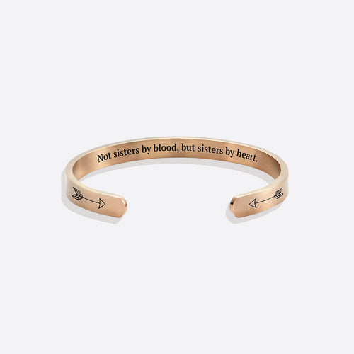Not Sisters By Blood But Sisters By Heart Personalizable Cuff Bracelet