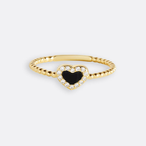 Tiny Gemstone Heart Stacking Ring