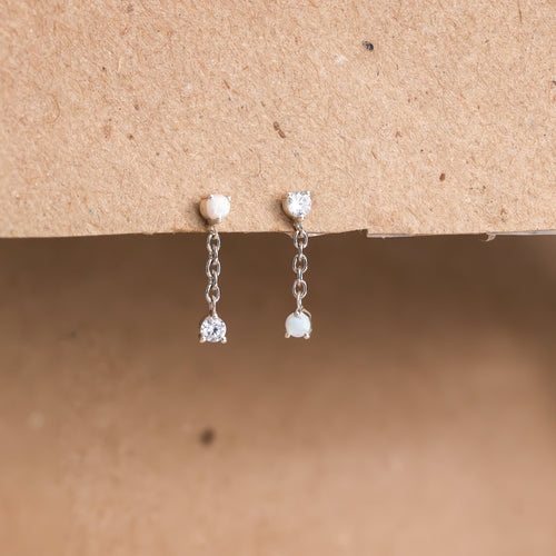 Opal Drop Stud Earrings