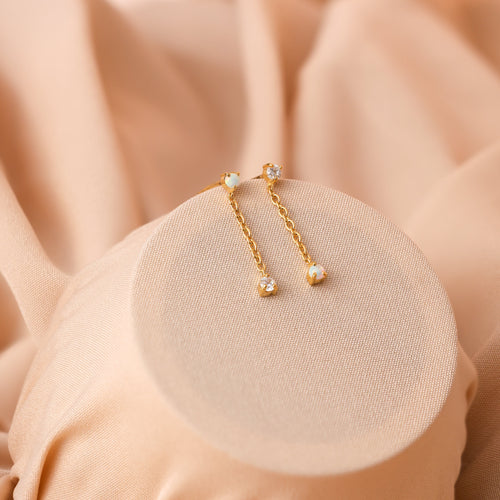 Opal Drop Stud Earrings