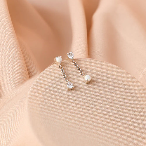 Opal Drop Stud Earrings