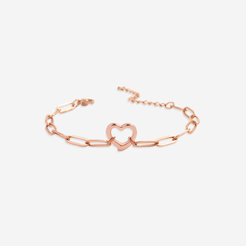 Open Heart Paperclip Chain Bracelet