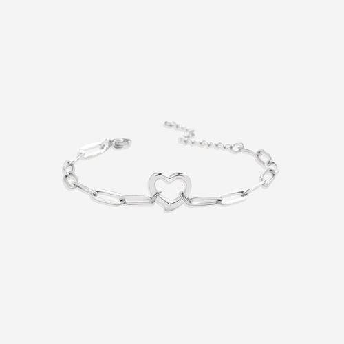 Open Heart Paperclip Chain Bracelet