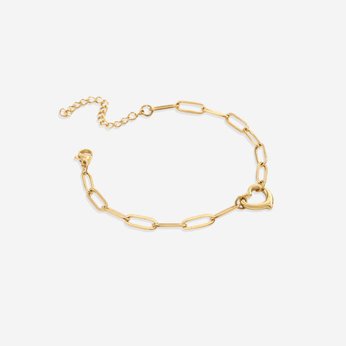 Open Heart Paperclip Chain Bracelet