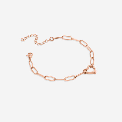Open Heart Paperclip Chain Bracelet